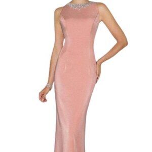 NWT Cameron Blake 116659 Beaded Evening Dress English Rose Size 14